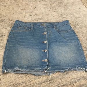 Button down jean mini skirt